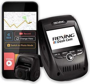 Rexing V1P Pro Dual 1080p Full HD Front and Rear 170deg Wide Angle Wi-Fi Car Dash Cam with Built-in GPS Logger, Supercapacitor, 2.4" LCD Screen, G-Sensor, Loop Recording, Mobile App, Parking Monitor