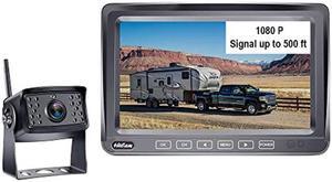 4Ucam HD 1080P Digital Wireless Backup Camera + 7" DVR Monitor Quad-View Compatible for Furrion FOS48T-BL/FOC12TA/FRCBRKT-BL Pre-Install Mounting for RV, Truck, Trailer, 5th Wheels IR Night Vision