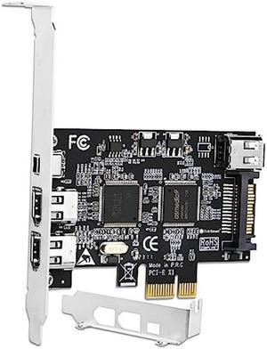 FebSmart 4 Ports PCIE Firewire 400 1394A Expansion Card, Texas Instruments TI TSB43AB23, Plug and Play on Windows and MAC Desktop PCs, 3X 6Pin and 1X 4Pin 1394A Ports, 400Mbps Max Speed (FS-FW400)