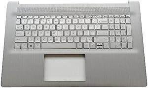 LTPRPTS Replacement Laptop Upper Case Palmrest Backlit Keyboard Assembly Part for HP 17-CN 17-CP17T-CN 17Z-CP M50456-001 Silver