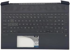 Jxjslp Replacement for HP Pavilion Gaming 15-EC 15Z-EC 15.6'' Laptop Palmrest Upper Case Top Cover with US Layout Green Backlit Keyboard Assembly L72597-001