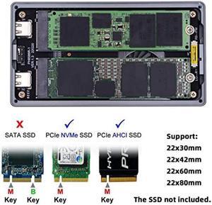 NFHK Dual NVME M.2 NGFF M-Key to USB-C Type-C Raid0 Raid1 JOBD Big Enclosure 20Gbps with Fan Raid0 Hyper Adapter