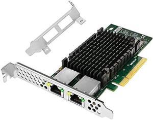 NETELY PCIE X8 to 2X 10GbE NIC Card, 2X 10Gbps RJ45 Ports, PCIE X8 Lane, Intel X540-AT2 Converged Ethernet Controller, 10GbE PCIE Network Adapter for Windows and Linux Desktop PCs (X540T2)