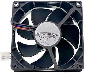 LEYEYDOJX New Cooling Fan for D0925W14B7PZA58 DC14V 0.17A 9225 Waterproof Silent Cooling Fan 3-Wire Size:92x92x25mm
