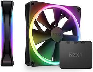 NZXT F140 RGB Duo Twin Pack - 2 x 140mm Dual-Sided RGB Fans with RGB Controller - 20 Individually Addressable LEDs - Balanced Airflow and Static Pressure - Fluid Dynamic Bearing - PWM - Black
