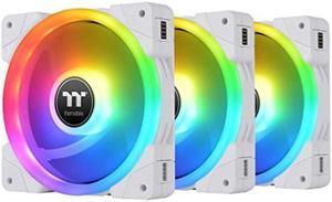 Thermaltake SWAFAN EX 12 RGB PC Cooling Fan White, 500-2000 RPM, Magnetic Connection, Reversable Blades, Controller Included, CL-F161-PL12SW-A, Desktop, 120mm, 3 Pack