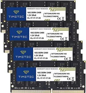 Timetec 64GB KIT(4x16GB) DDR4 2400MHz PC4-19200 Non-ECC Unbuffered 1.2V CL17 2Rx8 Dual Rank 260 Pin SODIMM Laptop Notebook PC Computer Memory RAM Module Upgrade (64GB KIT(4x16GB))