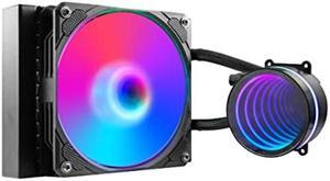 120mm AIO CPU Cooler, Liquid Cooler for Intel& AMD, ARGB PWM Sync, Infinite Mirror Pump, Easy Installation, High Compatibility Liquid Cooling PC Solution Compatible with LGA1700/1200/115X AM5/AM4