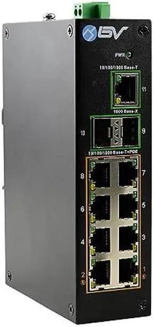 BV-Tech 11-Port Unmanaged Desktop Switch - 8 PoE Ports, 120W Total Power, All-Giga Ports