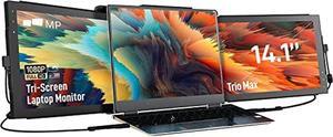 Mobile Pixels New Trio Max Portable Monitor, 14.1" Triple Monitor for 15''-17.3'' Laptops Built-in Kickstand Laptop Screen Monitor ... (14.1-inch, Two Built-in Sliding displays, New Trio Max)