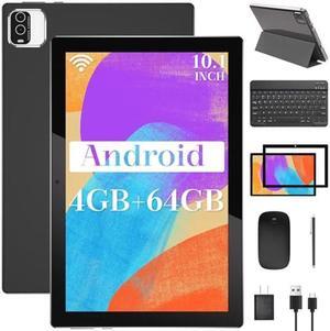 Tablet with Keyboard 10 Inch 2 in 1 Android 11 Tablets, 4GB+64GB+512GB Expand 1.8Ghz Quad Core Tablet PC, 1280x800 IPS Touch Screen, WiFi, Bluetooth, Dual Camera, Google Certified Tableta, Black