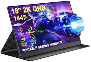CNBANAN 2K Portable Gaming Monitor 144Hz 18" Portable Monitor 2560x1600 QHD Matte IPS FreeSync w/VESA&Case Laptop Screen Eye Care HDR Second Monitor for Laptop Game Console Switch Xbox PS4/5