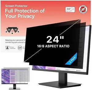 MOBDIK [2 Pack] 24 Inch Removable Computer Privacy Screen Filter for 16:9 Widescreen Computer Monitor - Anti-Glare - Anti-Scratch - UV-Blocking for 24 in Data Confidentiality Shield