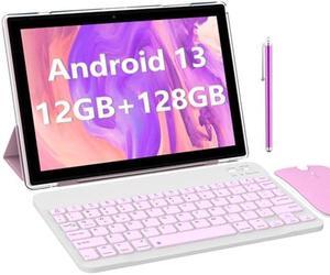 2023 Newest Android 13 Tablet with Keyboard 10 Inch 2 in 1 Tablets, 12GB RAM 128GB ROM 1TB Expand, Quad-Core 2.0GHz CPU Tablet PC, 5G WiFi 6 BT 5.0, 8MP Camera, Google Certified Tableta