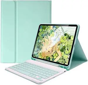 Color Keyboard for Samsung Galaxy Tab S9+ 12.4" Keyboard Case Cute Detachable Removable Wireless Bluetooth Keyboard,MintGreen