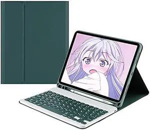 Color Keyboard for Samsung Galaxy Tab S9+ 12.4" Keyboard Case Cute Detachable Removable Wireless Bluetooth Keyboard,DarkGreen