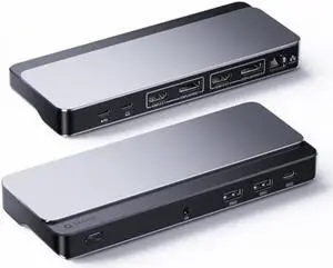 MacBook Docking Station, 10 in 1 Dual Monitor 4K@60hz DisplayLink Multifunction Dock with 2 DP & 2 HDMI, RJ45, 5Gbps USB A & USB C, 100W PD for macOS, Windows Universal Laptop