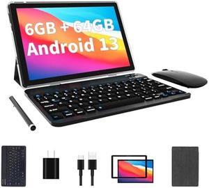 ECOPAD 2023 Newest 2 in 1 Tablet, 10.1 Inch Android 13 Tablet 6GB RAM 64GB ROM, 1280 * 800 IPS HD Screen, Android Tablet with Keyboard/Mouse (Black)