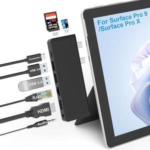 Surface Pro 9 Hub Docking Station with 4K HDMI, Thunerbolt 4(8K Video+40Gbps+100W Power), 100M Ethernet, USB3.0, SD TF Card Slot, 3.5mm Audio, Triple Display for Surface Pro 9/Pro X Accessories