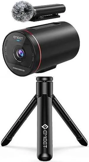 EMEET StreamCam One Wireless Streaming Camera with Tripod, 1080p HD Video Quality, Intelligent App Control, Multi-cam Support, 1 Detachable Mic & 2 Built-in Noise Reduction Mics, 8H Streaming Battery