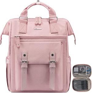 LOVEVOOK Laptop Backpack,Teacher Nurse Work Travel Backpacks Purse for Women, Computer Bag with USB Charging Port, 17 inch Pink White