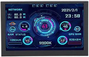 5 inch IPS Computer Temp Monitor,PC Temperature Display,PC Sensor Panel Display Type-C Sub Screen for PC CPU RAM Usage and Temperature, Internet Speed, Date, Time, Volume, Weather Forecast Display