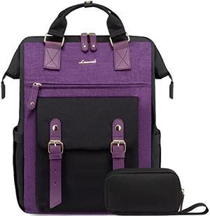 LOVEVOOK Laptop Backpack for Women Work Travel Computer Backpacks Purse, Doctor Nurse Bag Teacher Business Laptop Bag, Fashion College Backpack Casual Daypack, 15.6 Inch, Black-Purple-Purple