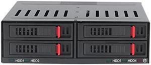 4 Bay HDD Cage Chassis, 5.25in Drive Tray, 2.5in Mobile Rack Hot Swap Cage Compatible 9.5mm 12.5mm Thick Bottom Hard Drives SSDs