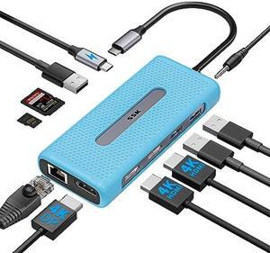 SSK USB C Docking Station Dual Monitor, 11 in 1 Triple Display Docking Station Multiport Adapter of 2 HDMI, Displayport, Ethernet, PD3.0, SD TF Card Reader, 3USBs for MacBook/Dell/HP/Lenovo Laptops