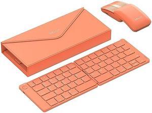 DELUX Wireless Keyboard Mouse Combo with Protective Case: Foldable Bluetooth Keyboard, 2-in-1 Sliding Mouse with Remote Clicker and Laser Pointer