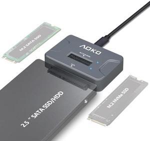AOKO M.2 to USB 3.2(10Gbps) SSD Docking Station, External NVMe SSD to USB Adapter Portable M.2 SSD Reader Enclosure for M.2 PCIe NVMe and M.2 SATA SSDs, Compatible with 2.5'' SATA Dirves