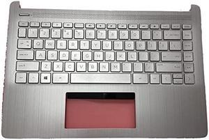 Replacement for Hp 14T-DQ200 14-DQ 14-FQ 14s-dq 14s-dr 14s-fq Laptop Upper Case Palmrest Keyboard Assembly Part L88200-001 Sliver