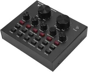 V8 Sound Card, Mini Voice Changer Support Dual Phones Live for Music Recording