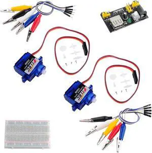 DIYmalls FS90R Continuous Rotation 9g Micro Servo + Breadboard Jumper Wire Power Supply Module