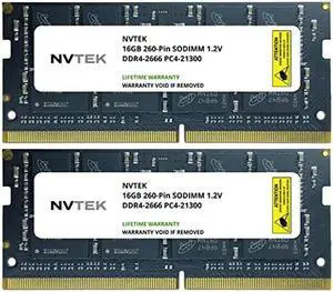 32GB (2X16GB) DDR4 2666MHZ PC4-21300 Non-ECC SODIMM KIT NVTEK Laptop AIO PC Computer Memory