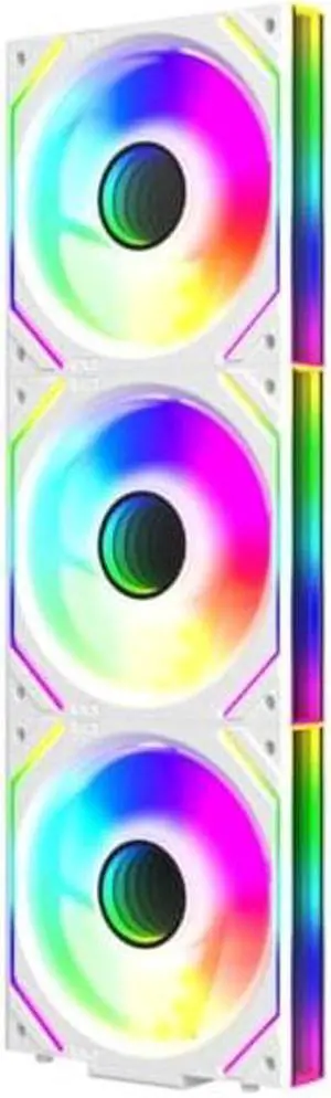 ICOLER UNI Fan JM-V2 120 White Edition Infinity Mirror Module Daisy-Chain ARGB PWM Case Fan 120mm Triple Pack Suitable for Computer Case & 360mm AIO Cooler