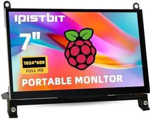 iPitsBit Raspbemry Pi Monitor, 7 Inch LCD Screen 1024x600 for Raspbery Pi 5 4 3B 2B B4,BB Black, Banana Pi, Windov/s 10/8/7. Driver Free