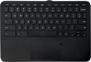 Partsatoz Laptop Palmrest Upper Case with US Keyboard Touchpad Assembly Replacement for HP Chromebook 11MK G9 EE (MediaTek) M44258-001 - Black