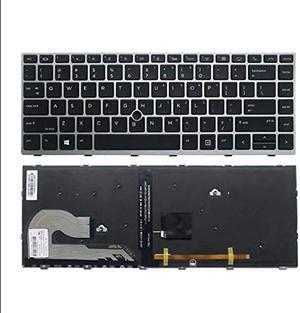 SOUTHERNINTL New Repalcement for HP EliteBook 745 840 G5 G6 US Keyboard Backlit with Silver Frame & Mouse Point L11307-001 L14377-001 L11308-001 L14378-001