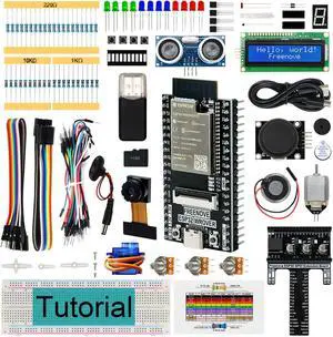Freenove Super Starter Kit for ESP32-WROVER CAM (Included), Dual-core 32-bit 240 MHz Microcontroller, Onboard Camera Wireless, Python C Code, 522-Page Detailed Tutorial, 173 Items, 78 Projects