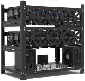Mining Rig Frame for 12GPU, Steel Open Air Miner Mining Frame Rig Case, Support to Dual Power Supply for Crypto Coin Currency Bitcoin ETH ETC ZEC Mining Tools - Frame Only, Fans & GPU is not Included