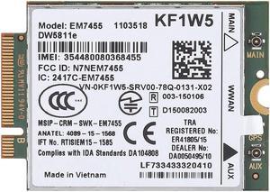 EM7455 Card, Wireless 4G LTE WWAN NGFF Module for Dell Latitude, 300 Mbps Max Download Speed, PCIe M.2 Form Factor