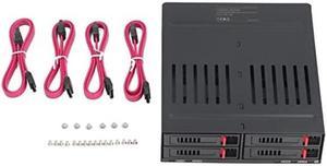 4 Bay HDD Cage, Chassis 5.25in Drive Tray 4 Bay HDD Enclosure, 2.5in SATA HDD Mobile Rack Compatible 9.5mm 12.5mm Thick Bottom Hard Drives SSDs