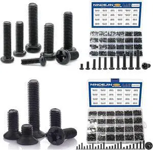 NINDEJIN Computer Laptop Notebook Screws Kit Phillips Flat + Round Pan Head Miniature Screws Set for Toshiba Gateway Samsung HP IBM Dell Sony Acer Asus SSD Hard Disk SATA