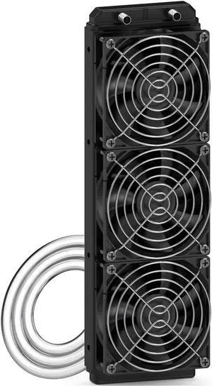 Clyxgs Water Cooling Radiator, 12 Pipe Aluminum Heat Exchanger Radiator with Fan for PC CPU Computer Water Cool System DC12V 360mm Black