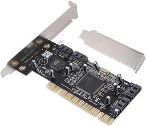 ASHATA PCI 16X to 4-Port SATA Riser Card,5Gbps Sil3114 Master SATA PCI 4 Port Expansion Card,PCI SATA Controller Expansion Card for Windows 98SE/ME/NT4.0/2000/XP/7/Vista and Linux.