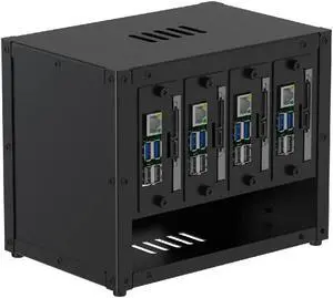 UCTRONICS Upgraded Complete Enclosure for Raspberry Pi Cluster, with 4 Removable Mounting Brackets for Pi 5, 4B, 3B+/3B, and Other B Model and 2 Cooling Fans,Support 4 2.5" SSD and Switch