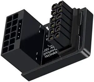 CY Adapter 12VHPWR ATX3.0 PCI-E 5.0 Power Modular Adapter 12+4Pin to 12+4 16Pin Down Angled 360 Degree Opposite U Shape Back Angled for 4080 5090TI 16Pin 12+4P Graphics Card