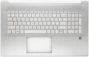 Jxjslp Replacement for HP 17-CN 17-CP 17T-CN 17Z-CP Upper Case Palmrest Top Cover US Layout with Backlit Keyboard Assembly M50457-001 Silver