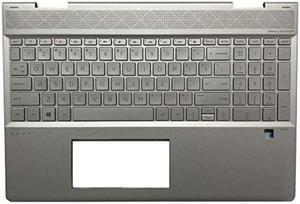 Replacement for HP Envy x360 15 DR 15T-DR000 15T-DR000 15T-DR100 Laptop Upper Case Palmrest Backlit Keyboard Assembly Part L53814-001 Top Cover Sliver